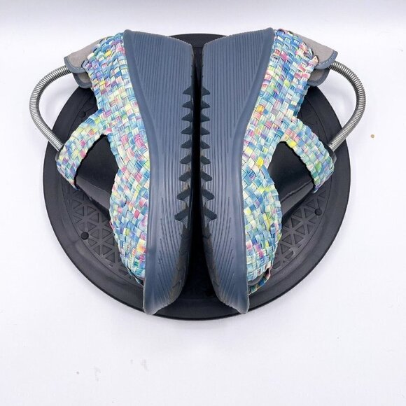 Bernie Mev 41 Blue Multi Woven Wedge Heel HALLE Mary Jane Shoe EUC! Slip On 10 - Picture 5 of 9
